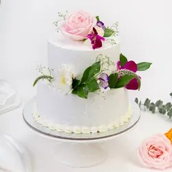 Two-Tier Vanilla Flower Cake